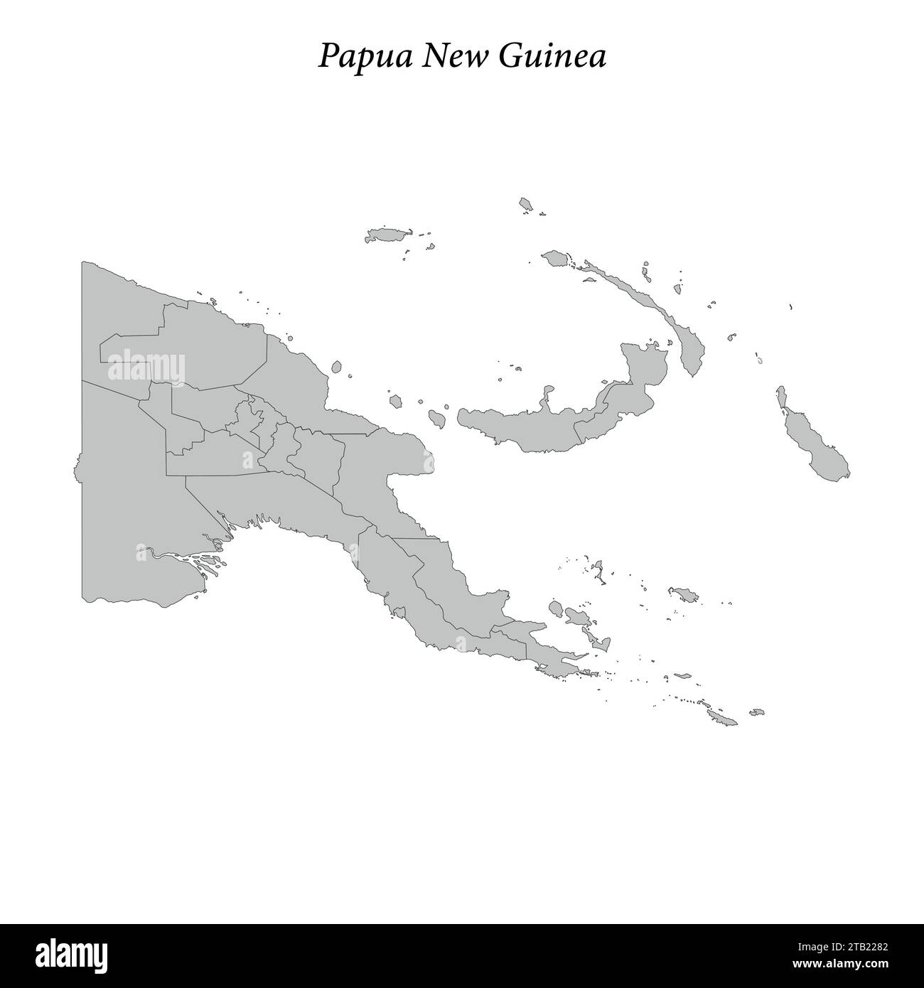 Einfache flache Karte von Papua-Neuguinea mit Bezirksgrenzen Stock Vektor