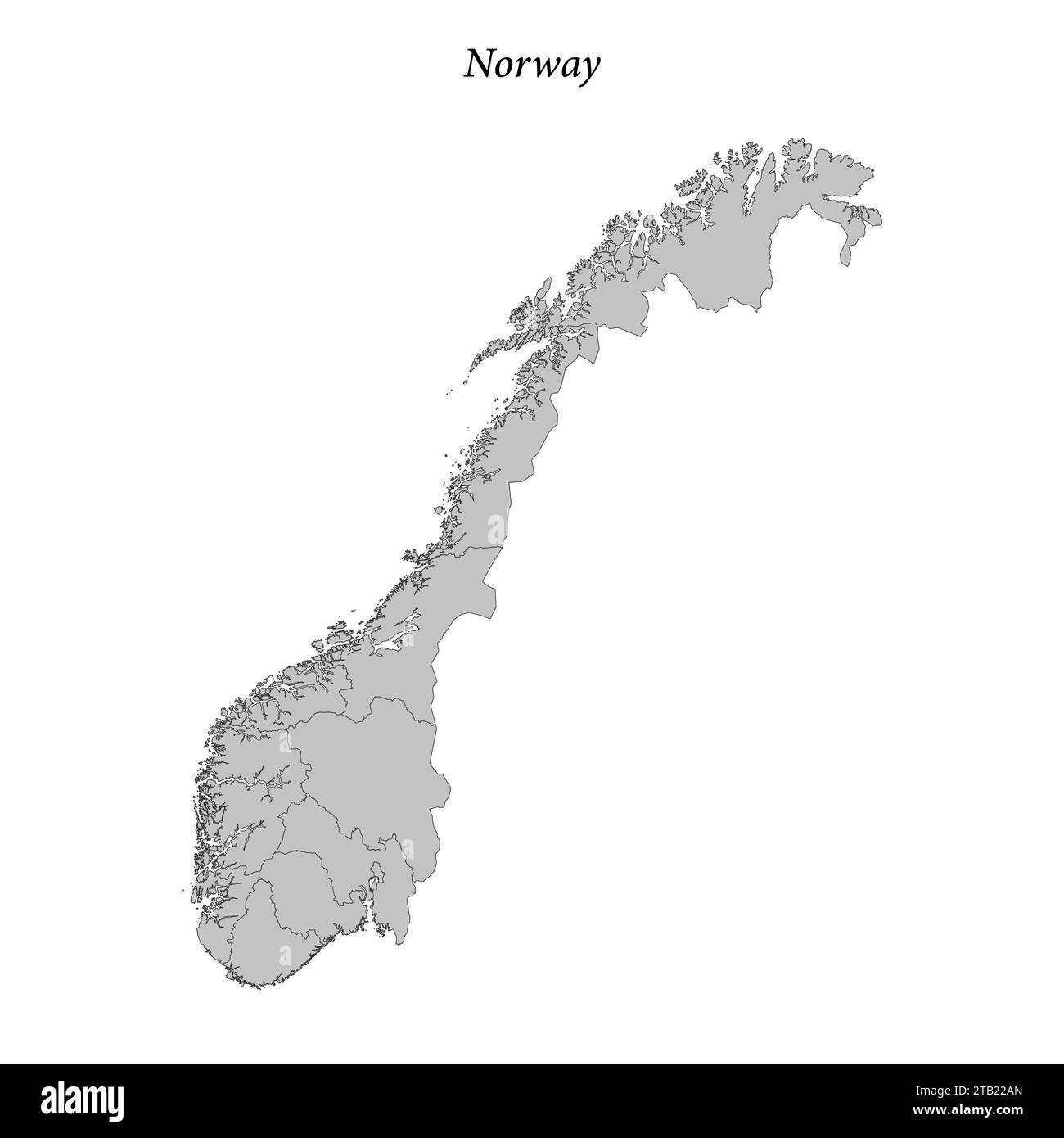 Einfache flache Karte von Norwegen mit Bezirksgrenzen Stock Vektor