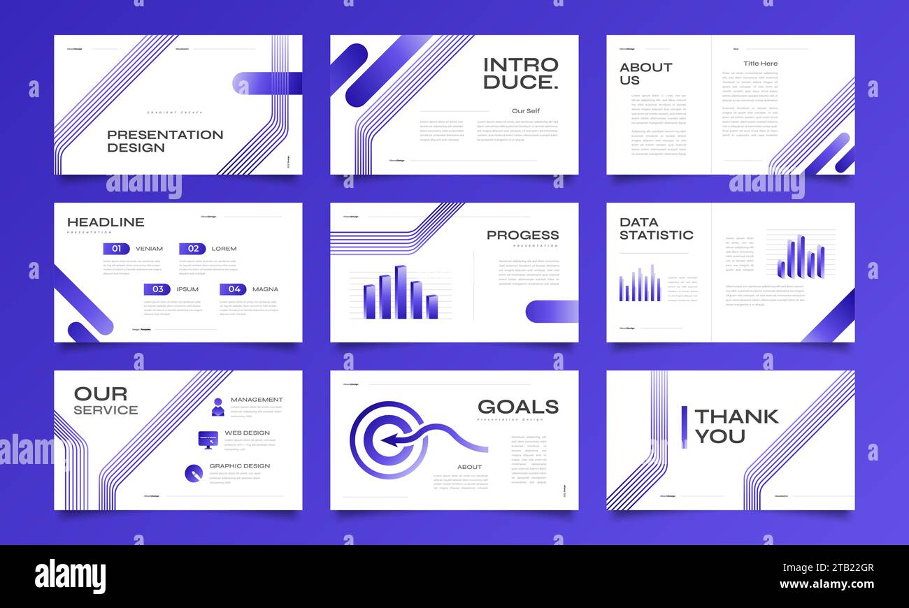 Modernes und übersichtliches Design von Präsentationsvorlagen mit Infografik-Elementen. Verwendung für Präsentation, Branding, Marketing, Werbung, Geschäftsbericht Stock Vektor