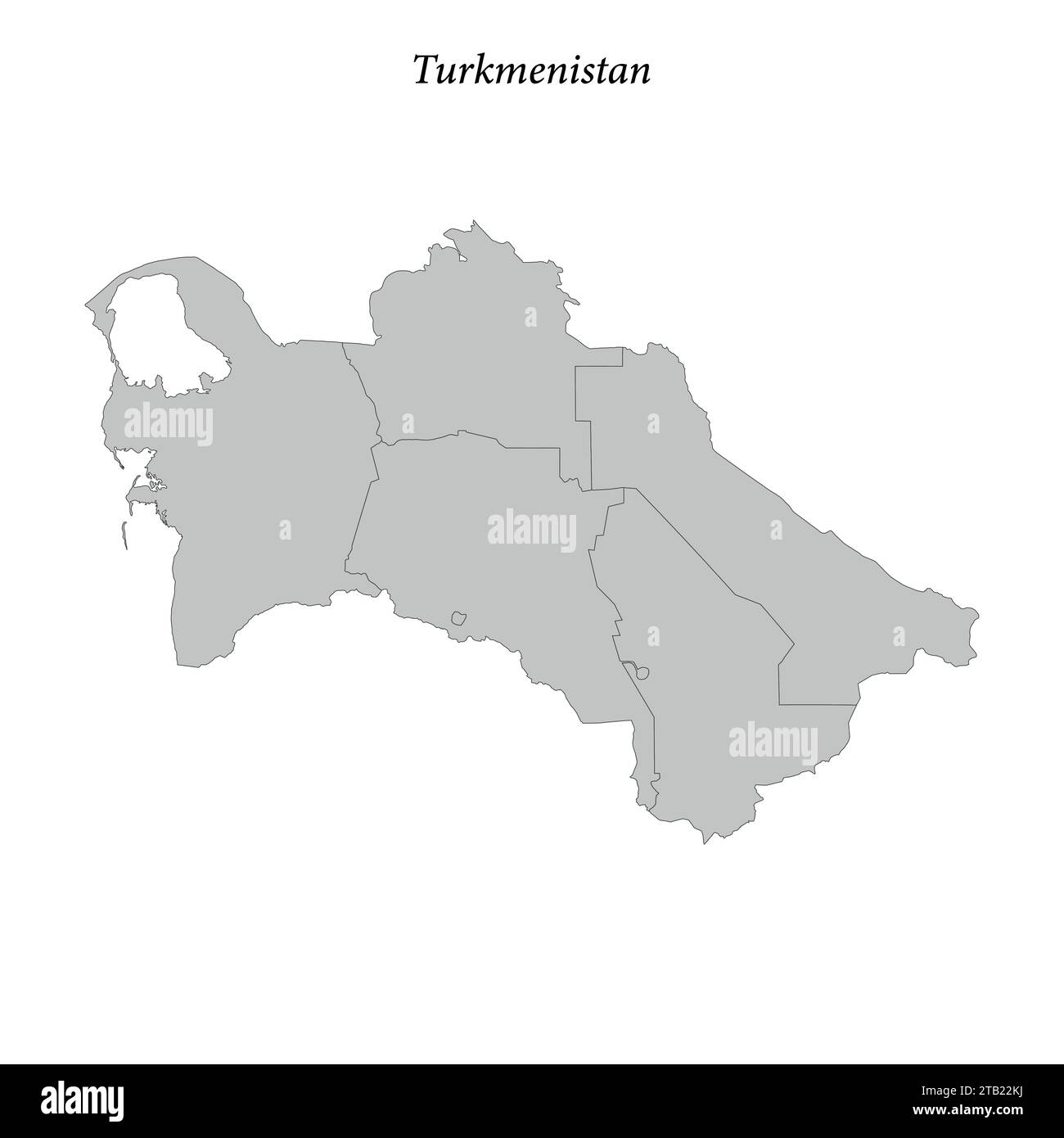 Einfache flache Karte von Turkmenistan mit Bezirksgrenzen Stock Vektor