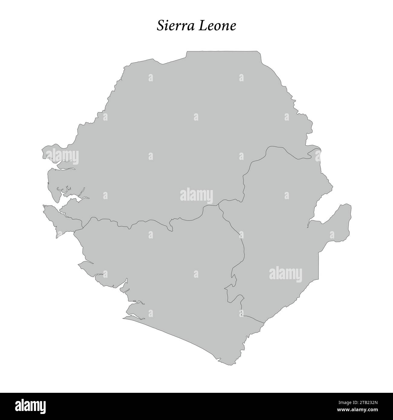 Einfache flache Karte von Sierra Leone mit Bezirksgrenzen Stock Vektor