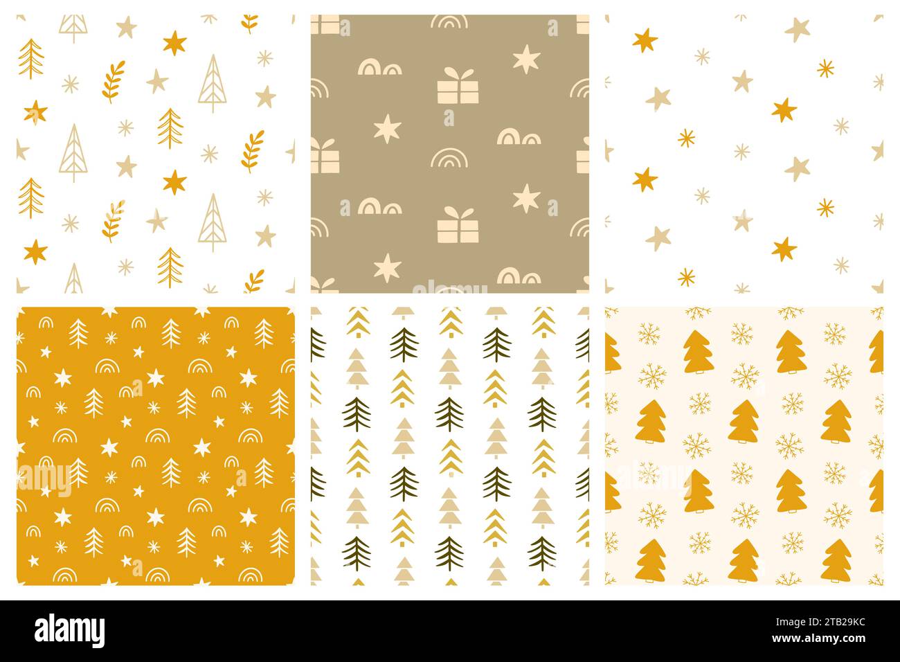 Weihnachtssaisonale Vektor Nahtlose Muster Set Stock Vektor