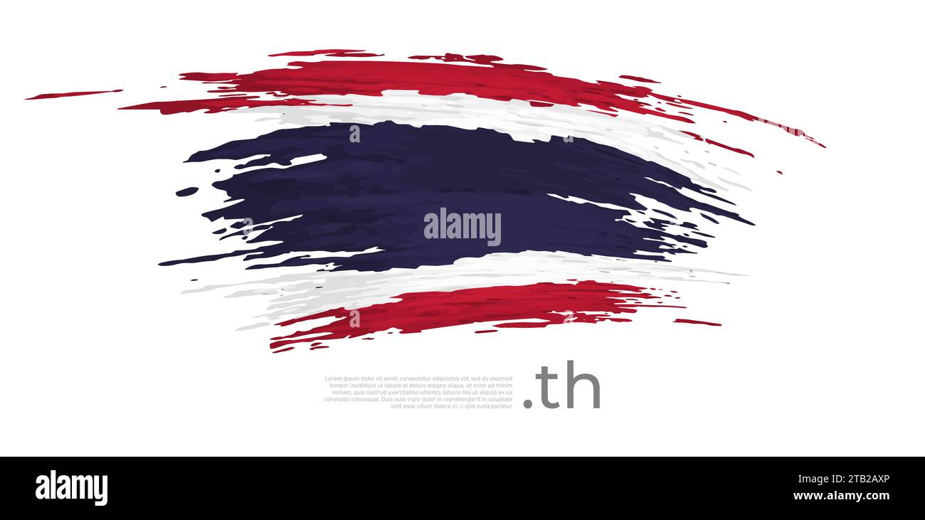 Thailändische Flagge. Pinselstriche, Grunge. Gezogene thailändische Flagge auf weißem Hintergrund. Vektordesign für Nationalfeiertag, Poster, Vorlage, Ort für Text. Status Stock Vektor