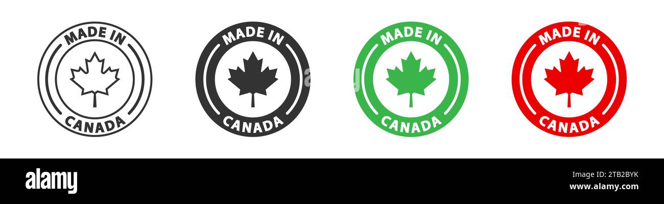 „Made in Canada“-Logo. Etikett für in Kanada hergestellte Produkte. Vektorabbildung Stock Vektor