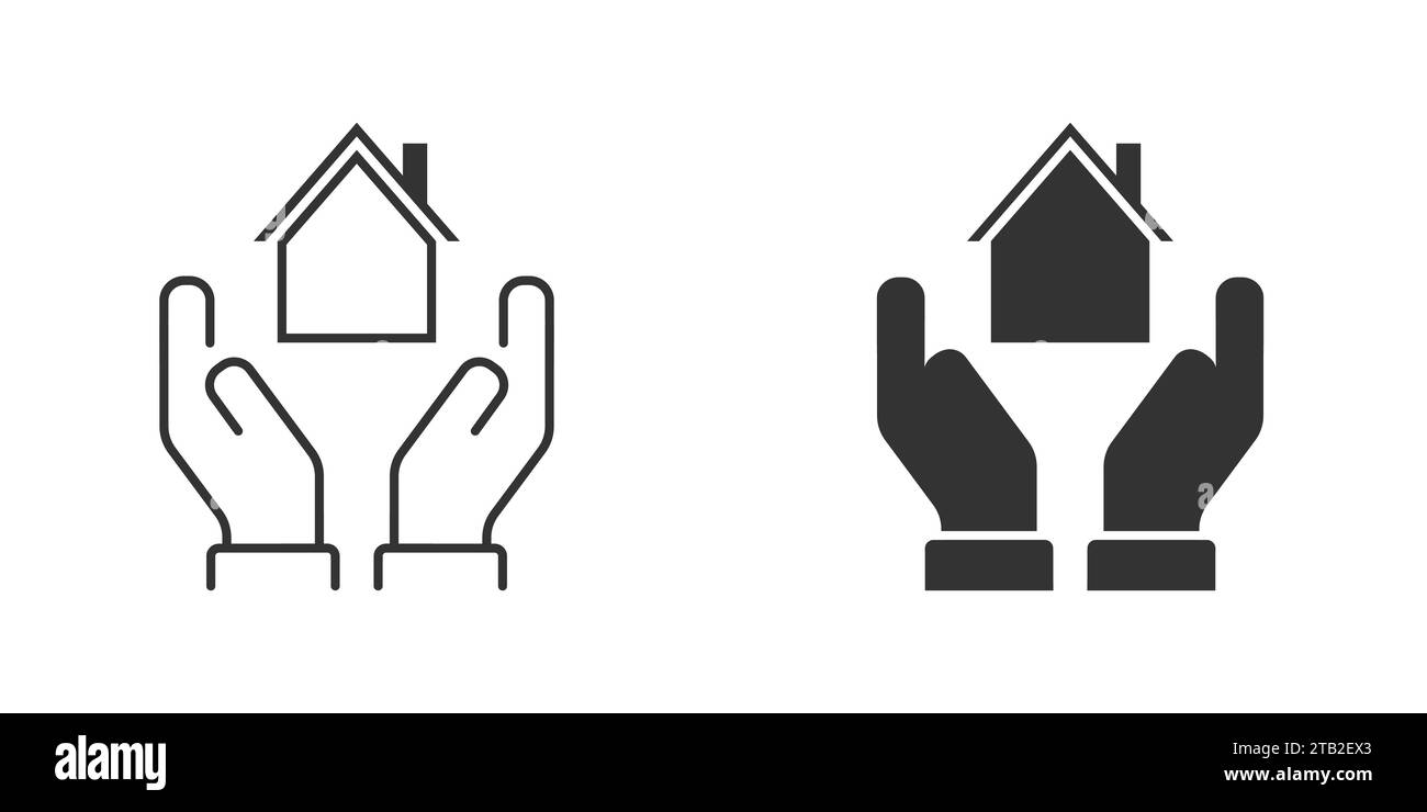 Symbol Hände halten Haus. Vektorabbildung Stock Vektor