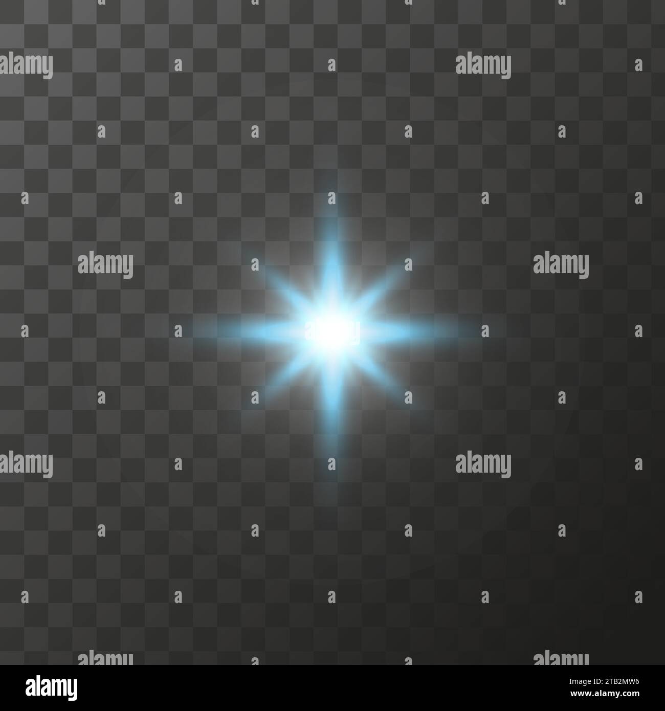 Helle Sterne, Blendlichteffekte, glänzende Leuchtelemente auf transparentem Hintergrund. Vektor isoliert Spezialeffekte Stock Vektor