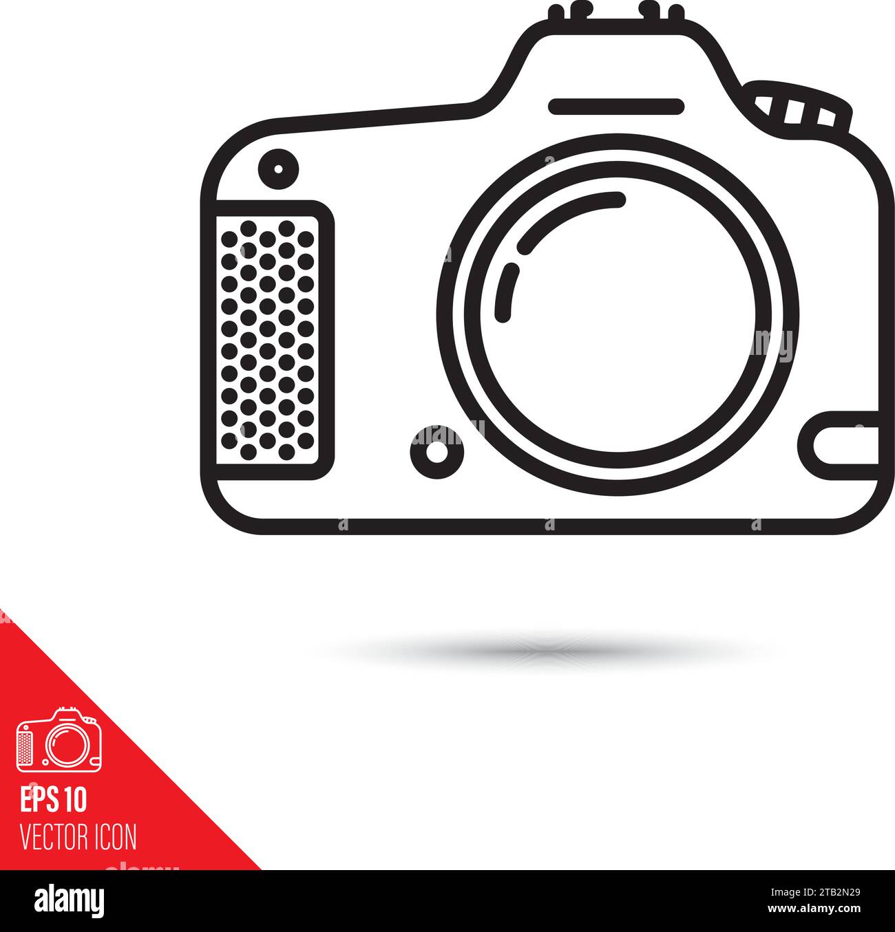 Symbol für vordere Vektorlinie der Kamera. Umrisssymbol für digitale Fotografie. Stock Vektor