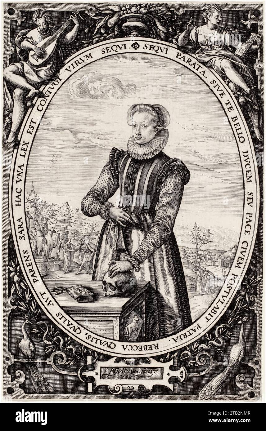 Josina Hamels, Porträtstich in Kunst von Hendrick Goltzius, 1580 Stockfoto