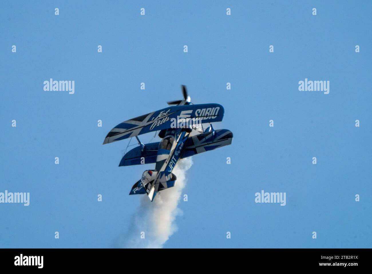 Bournemouth, Vereinigtes Königreich - 1. September 2023: Bournemouth Air Festival Super Pitts Muscle BI-Plane G-JPIT Stockfoto