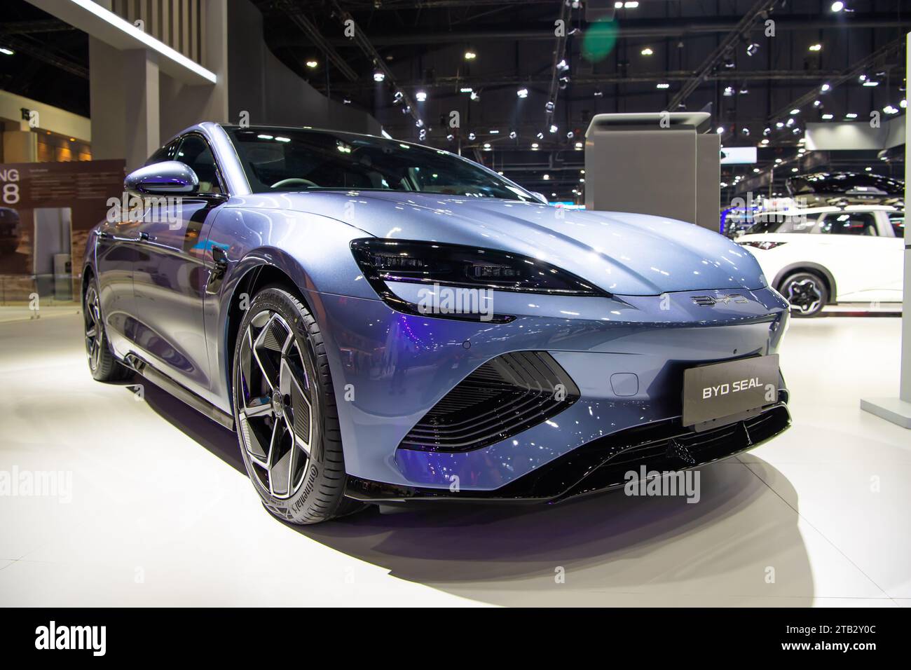 BYD Seal EV Car auf der 40. Thailand International Motor Expo 2023 am 29. November 2023 in Nonthaburi, Thailand. Stockfoto