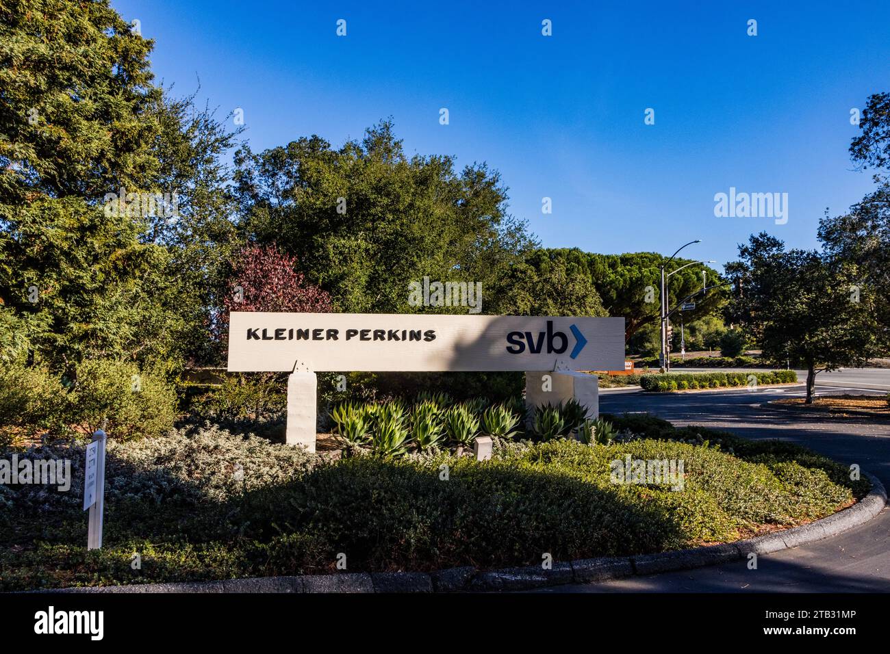 Kleine Perkins Investmentfirma und Silicon Valley Bank an der Sand Hill Road in Menlo Park Kalifornien USA Stockfoto