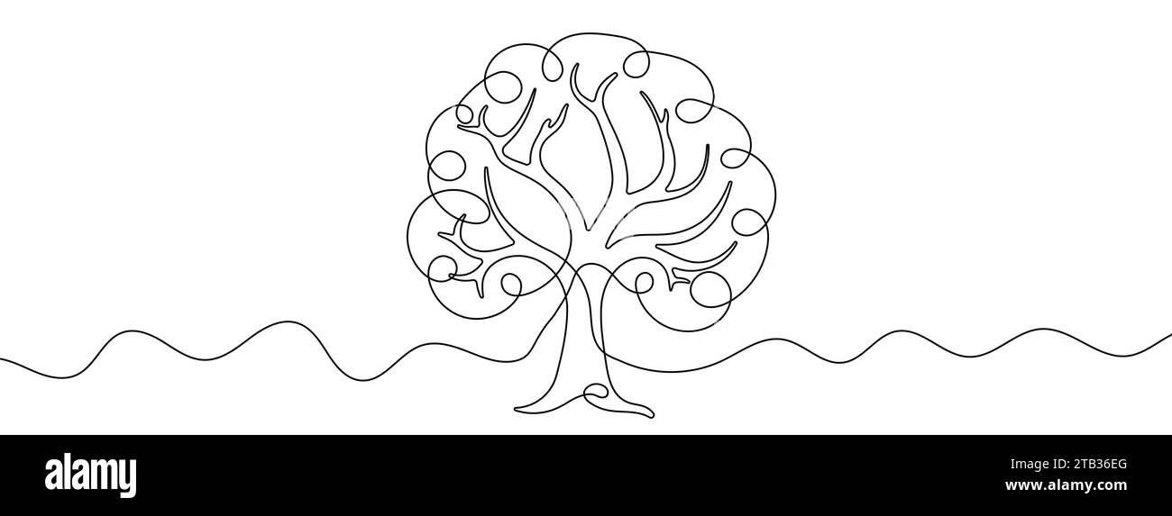 Durchgehende Linienzeichnung des Strukturbaums. Hintergrund einer Zeichnung mit einer Linie. Vektorabbildung. Symbol für einzelne Linien. Stock Vektor