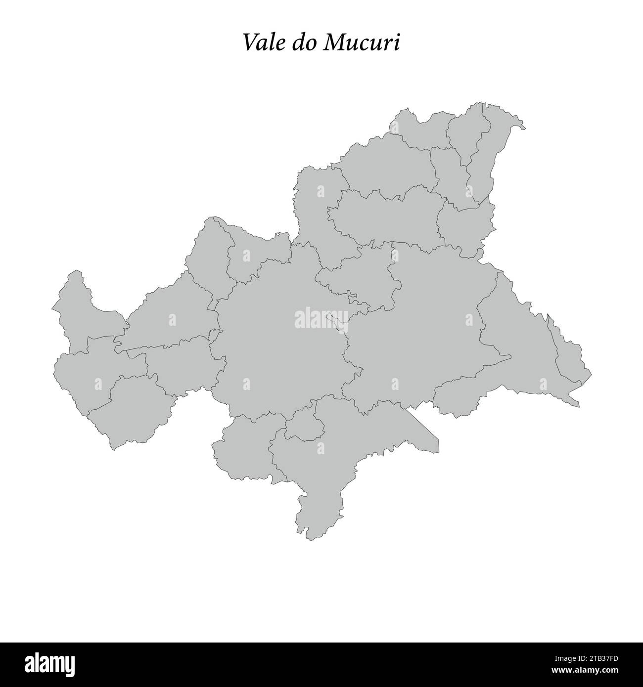 Die Karte von Vale do Mucuri ist eine Mesoregion im Bundesstaat Minas Gerais mit angrenzenden Gemeinden Stock Vektor