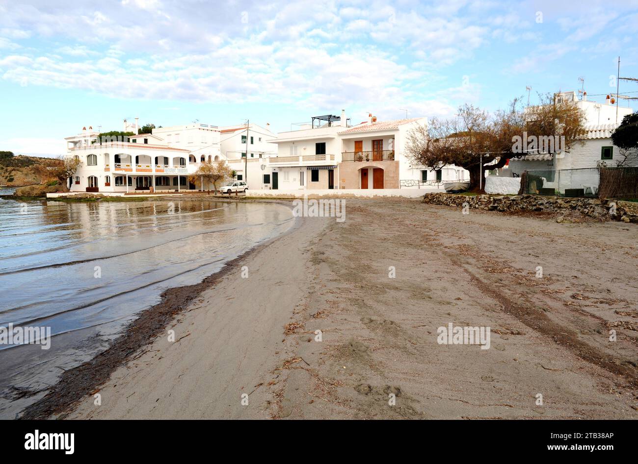 Es Grau, Fischerstadt. Biosphärenreservat Menorca, Balearen, Spanien. Stockfoto