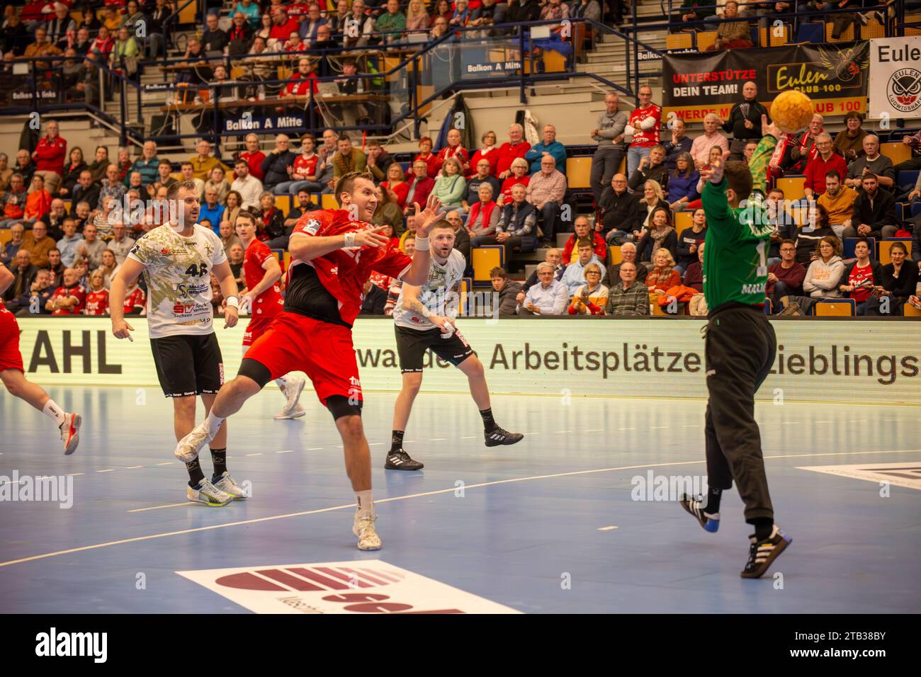 Spielszene Eulen Ludwigshafen gegen HC Elbflorenz 2006 (2. Handballbundesliga; Endstand 31:29) Stockfoto
