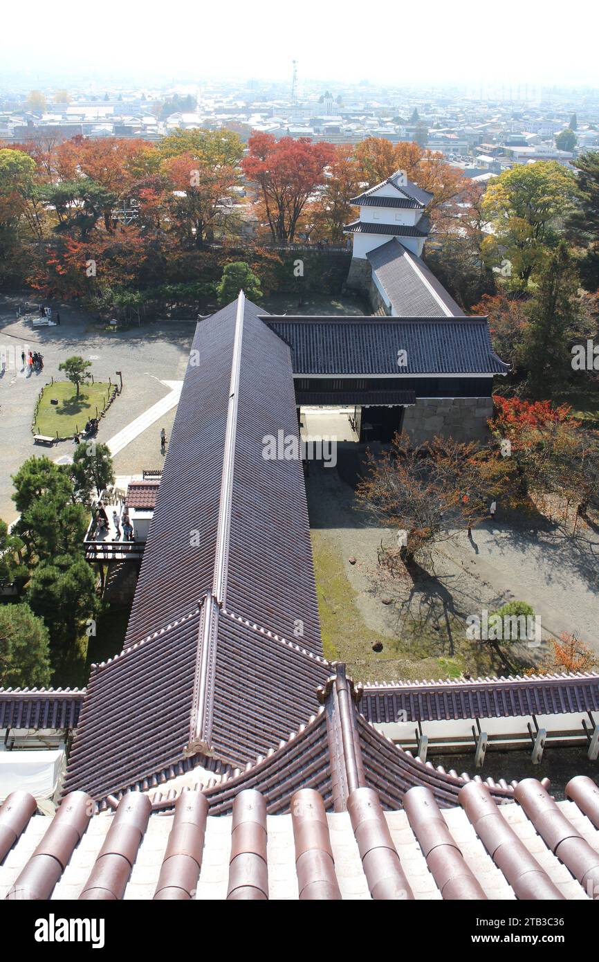 Durchgang zum Schloss Tsurugajo in Aizuwakamatsu, Fukushima, Japan Stockfoto