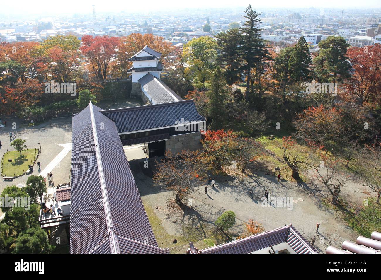 Durchgang zum Schloss Tsurugajo in Aizuwakamatsu, Fukushima, Japan Stockfoto