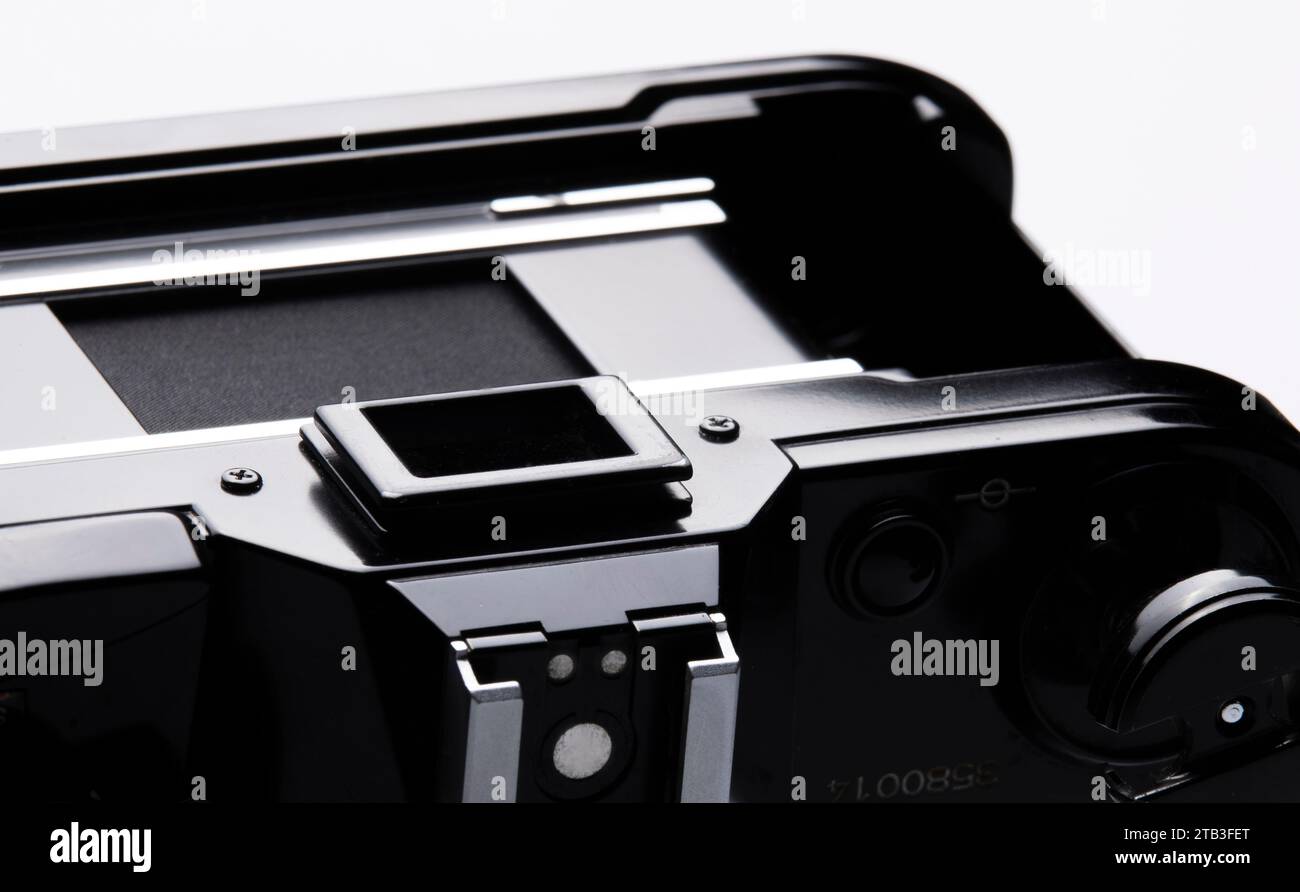 Analoge Kamera Canon AE1. Nahaufnahme technischer Teile. Stockfoto