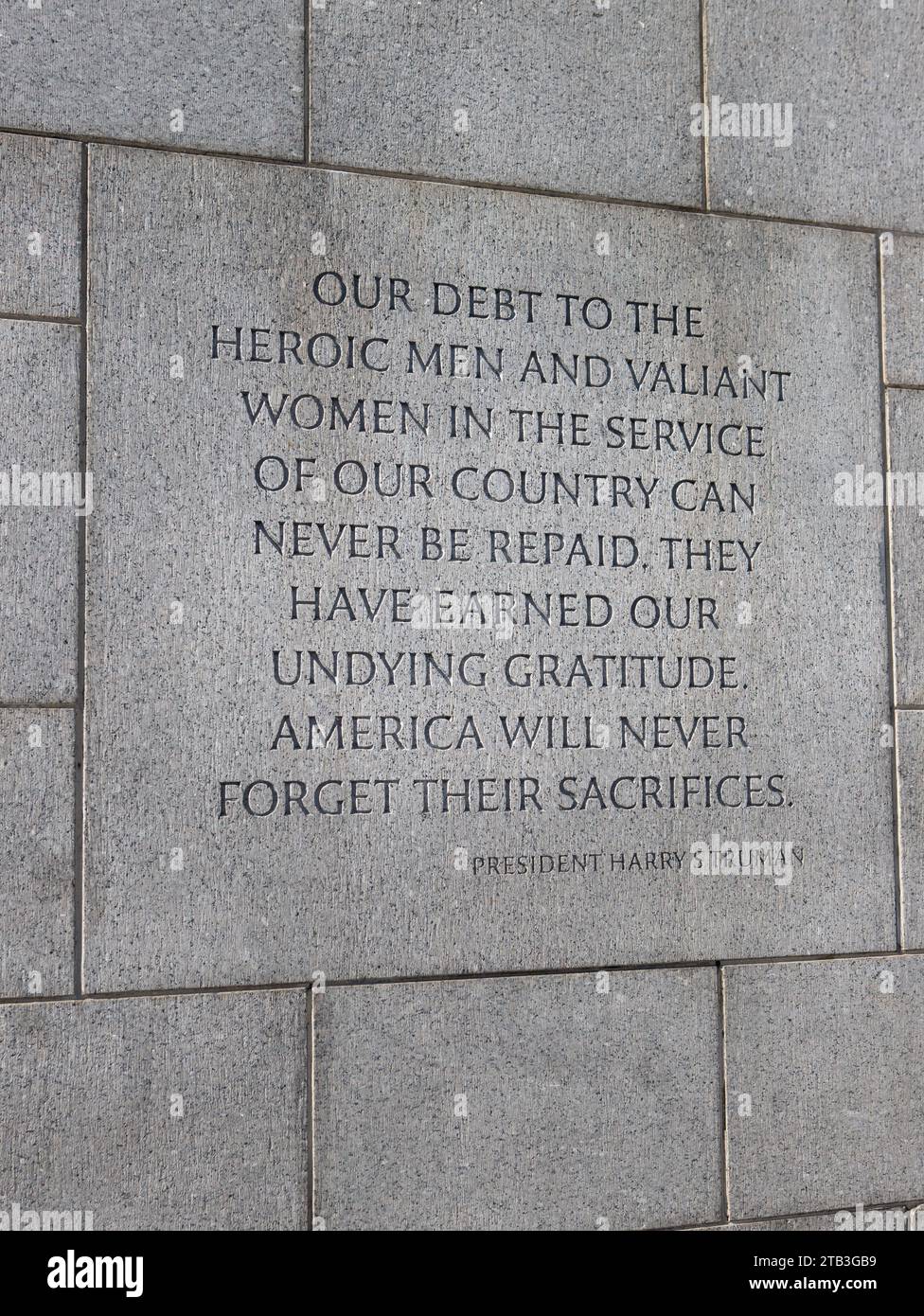 Das World war 2 Memorial, Washington DC für alle Soldaten und diejenigen, die während des Zweiten Weltkriegs in allen Theatern starben, repräsentiert Soldaten aus jedem Staat Stockfoto