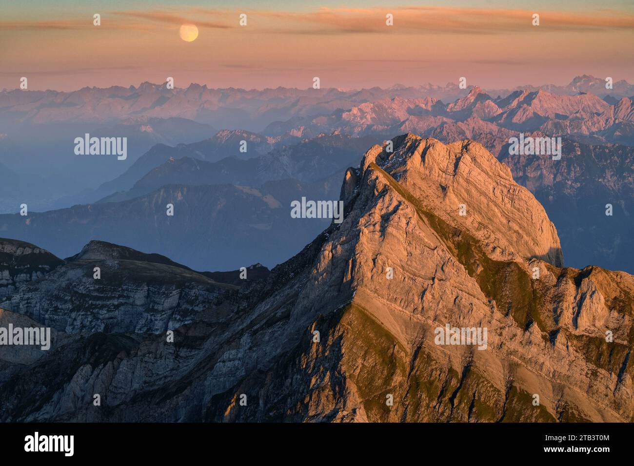 Schweiz, Appenzell, Alpstein, Saentis Blick auf Altmann Stockfoto