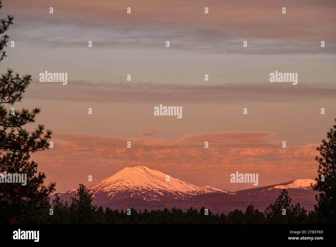 USA, Oregon, Bend, Mount Bachelor bei Sonnenaufgang Stockfoto