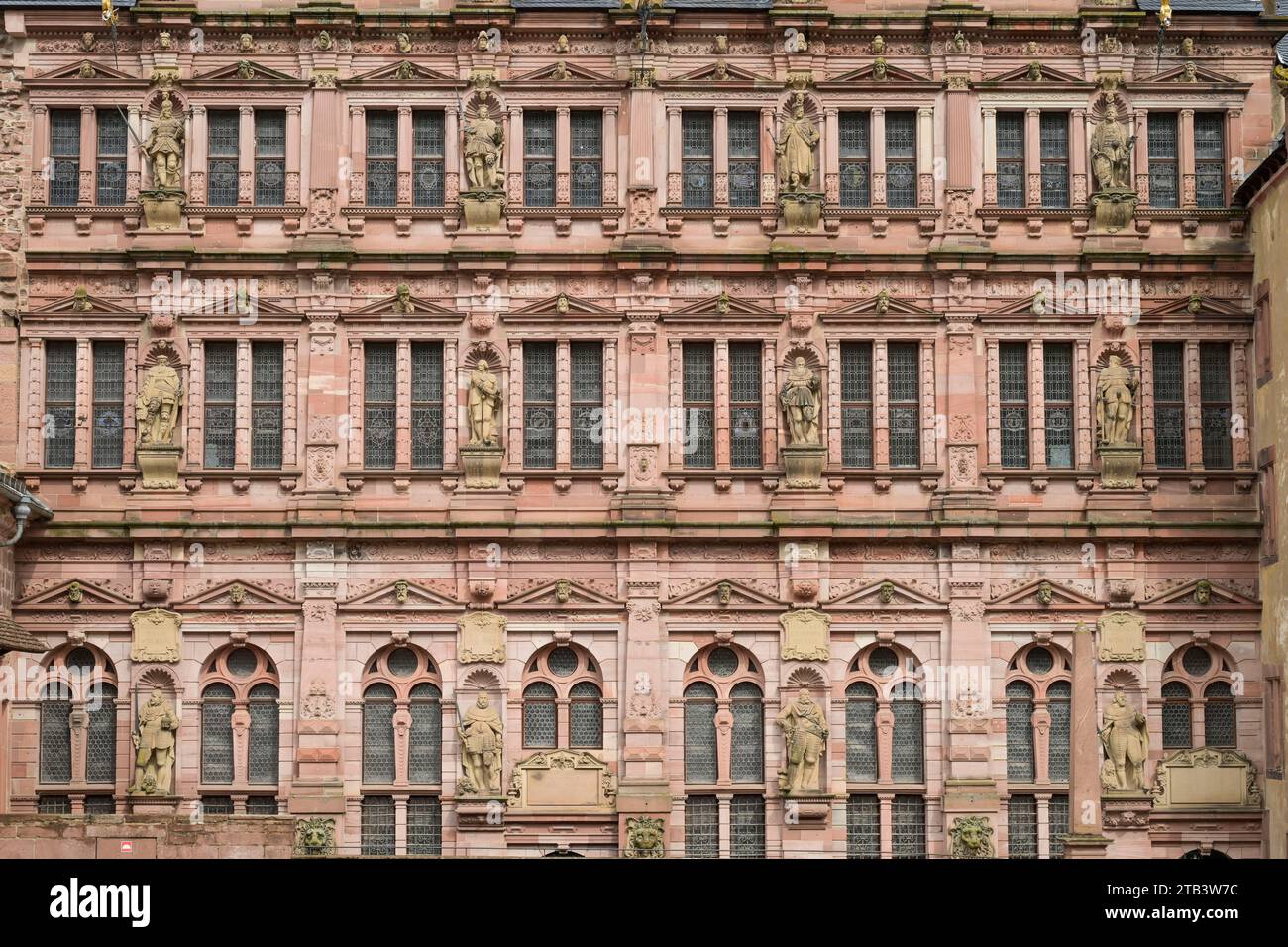 Hoffassade Friedrichsbau, Schloss Heidelberg, Baden-Württemberg, Deutschland Stockfoto