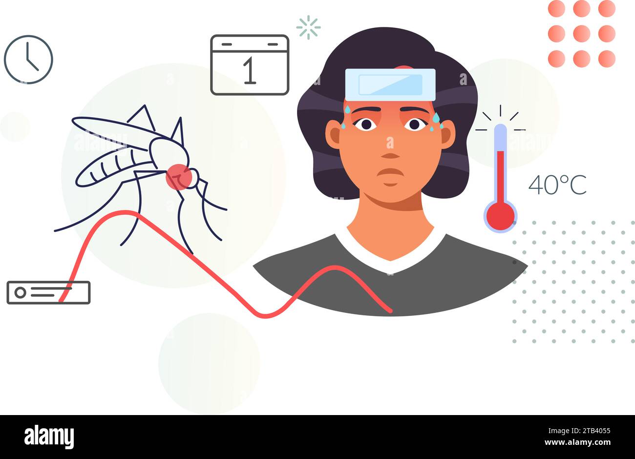 Dengue-Fieber (DENV) – Hauptsymptom – hohes Fieber – Stockbild als EPS 10-Datei Stock Vektor