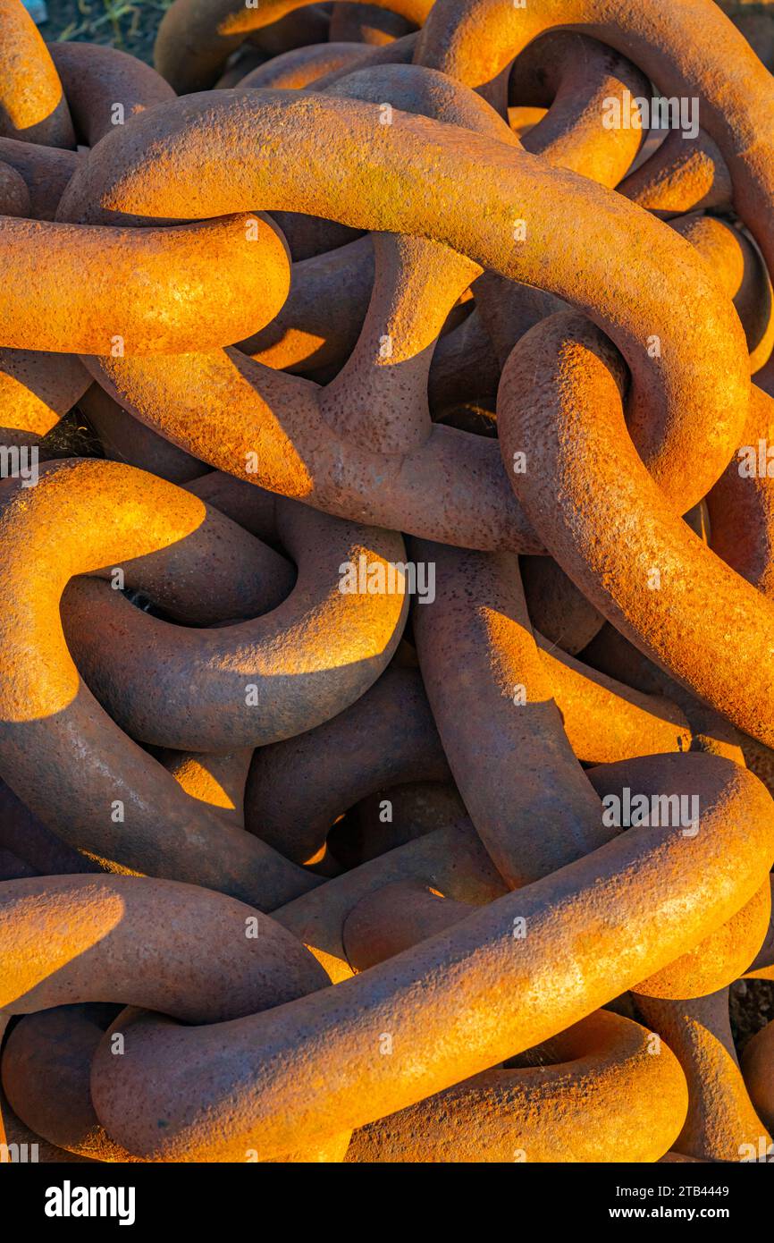 Alte Eisenkette im Chatham Maritime Museum Stockfoto