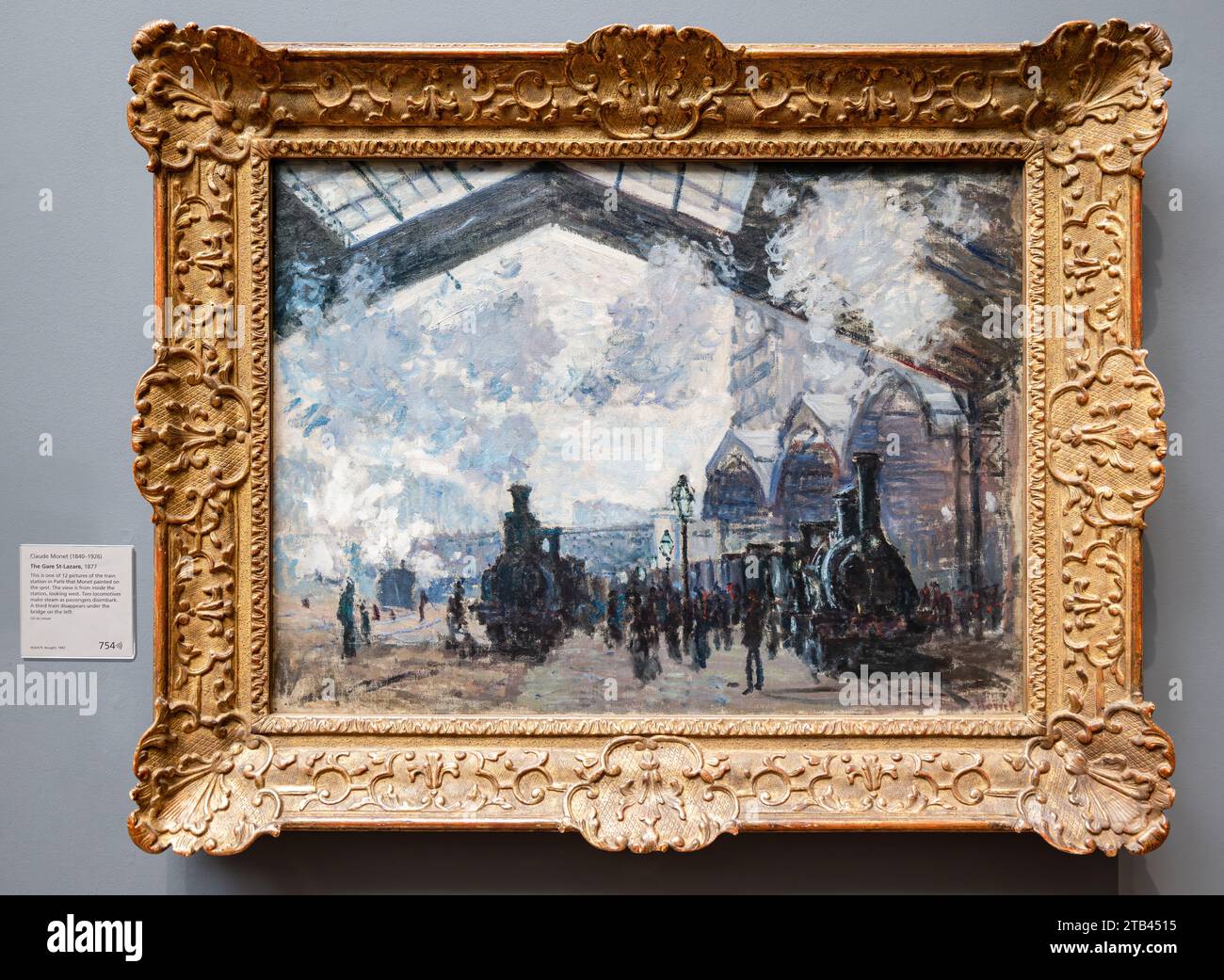 London, Großbritannien - 19. Mai 2023: The Gare St-Lazare von Claude Monet. Dieses Gemälde ist eines von einem Dutzend Ansichten des Gare Saint-Lazare, das Monet in EA malte Stockfoto