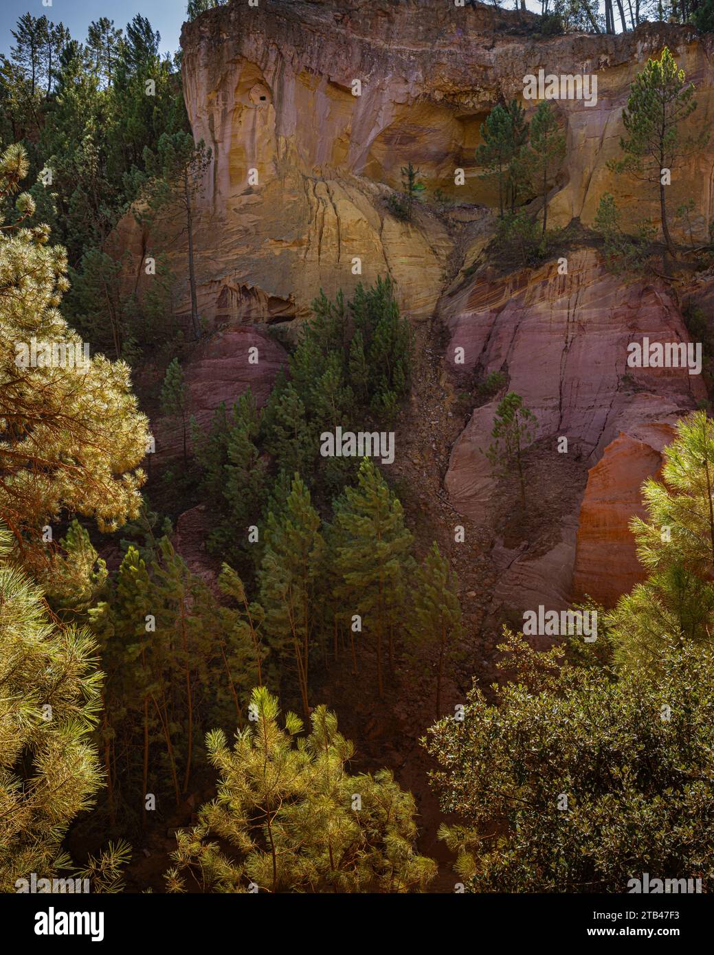 Ockerfarbene Klippen in Rousillon, Luberon, Provence, Frankreich Stockfoto