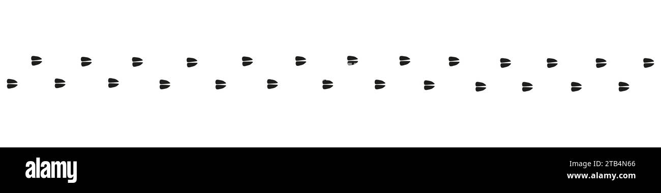 Fußabdrücke von Pferden, Kühen, Ziegen, Schafen, Hirschen, elk, Antilope. Artiodactylhufe. Pferdebahnen. Die Spur des wilden Pferdes. Silhouette. Vektor isoliert. P Stock Vektor