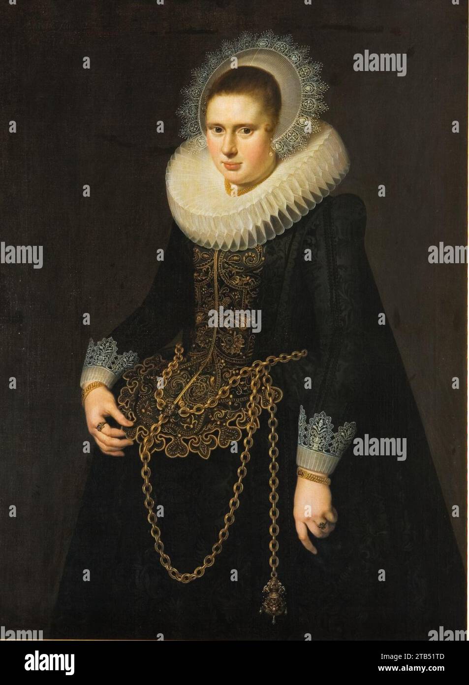 Cornelis van der Voort, Portræt af en 22-årig kvinde, 1622, Stockfoto