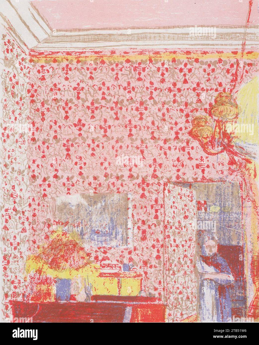 Edouard Vuillard - Interieur mit rosa Tapete I - 1899. Stockfoto