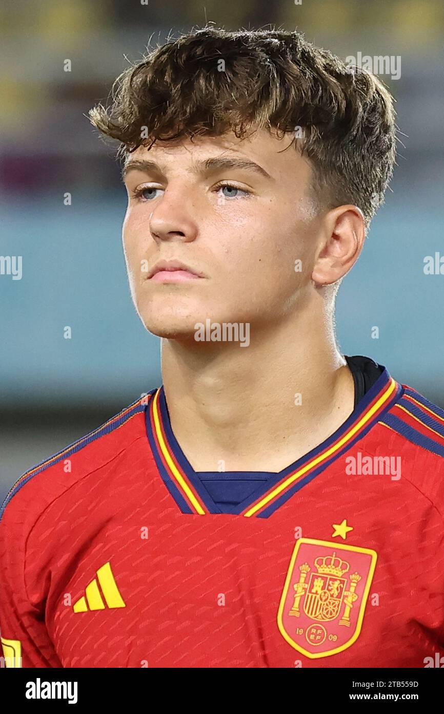 Surakarta, Indonesien. November 2023. Der Spanier Juan Hernandez vor dem Achtelfinale der FIFA U-17-Weltmeisterschaft Indonesien 2023, 2-1 Japan im Manahan-Stadion in Surakarta, Indonesien, 20. November 2023. Quelle: AFLO/Alamy Live News Stockfoto