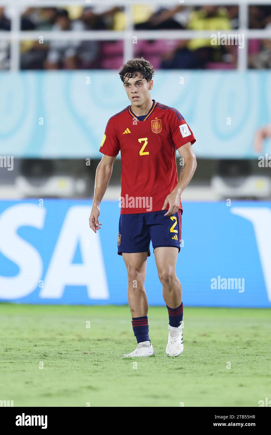 Surakarta, Indonesien. November 2023. Spaniens Hector Fort beim Achtelfinale der FIFA U-17-Weltmeisterschaft Indonesien 2023 gegen Spanien 2-1 Japan im Manahan-Stadion in Surakarta, Indonesien, 20. November 2023. Quelle: AFLO/Alamy Live News Stockfoto