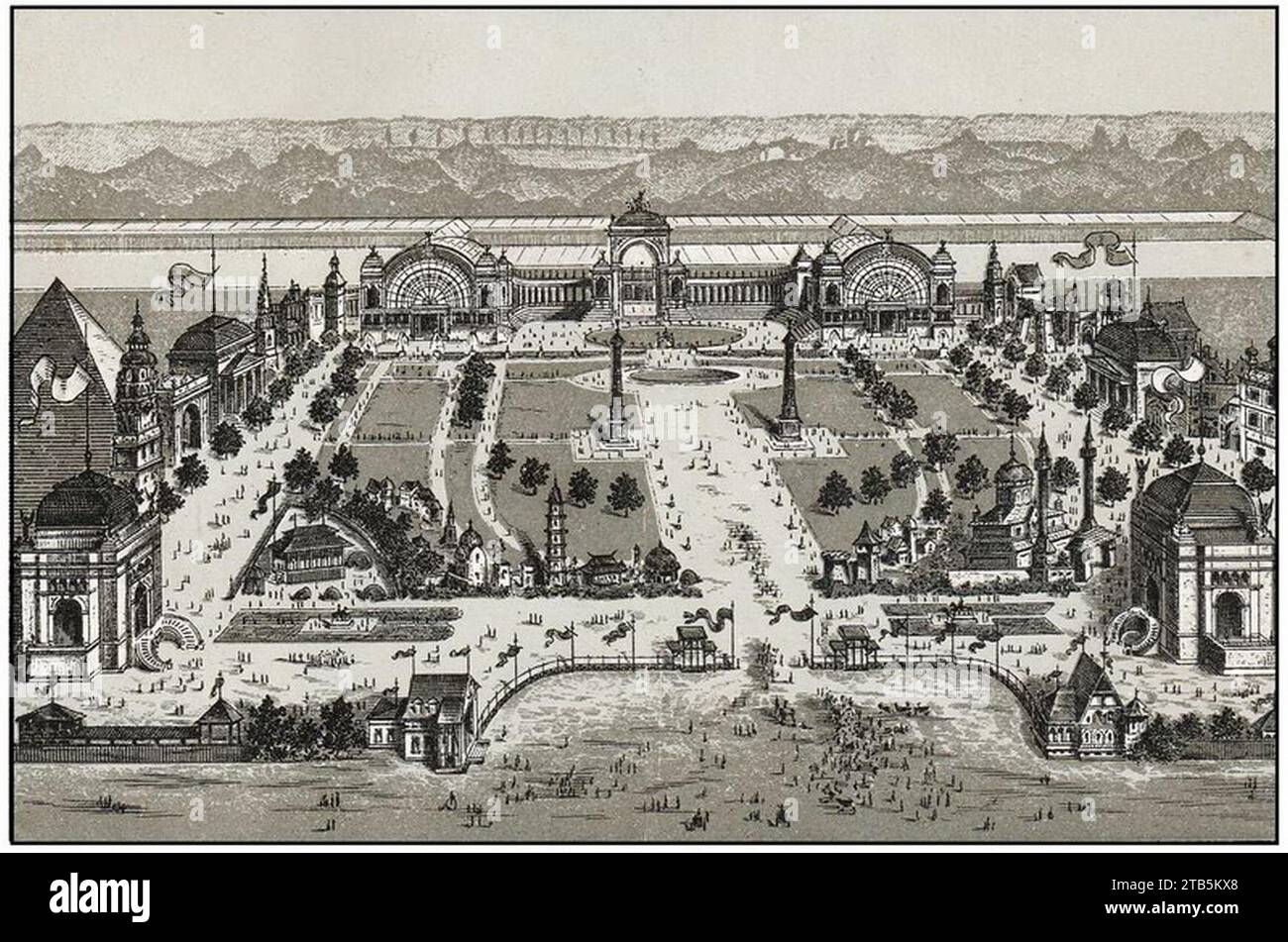 Vue aérienne du Site du Cinquantenaire en 1897. Stockfoto