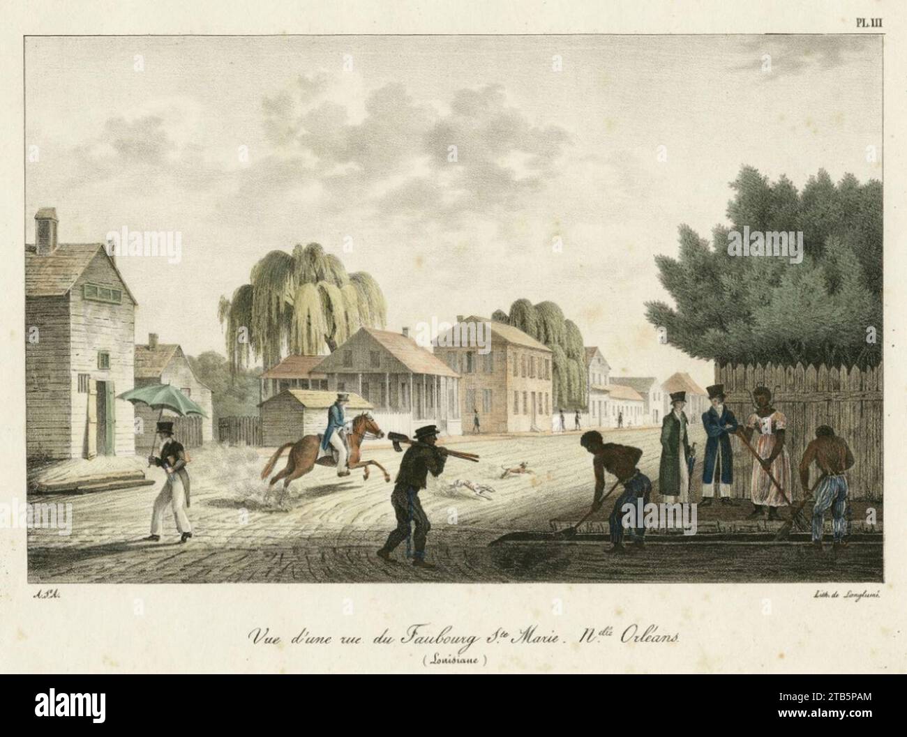 Vue d'une Rue du Faubourg Ste. Marie, Nelle. Orléans. Stockfoto