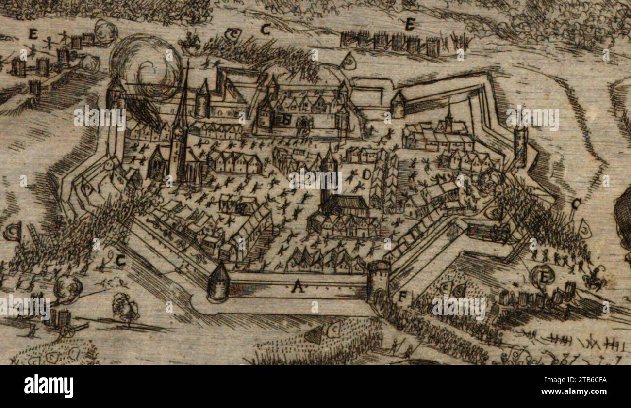 Die Stadt Bihać wurde während der Belagerung von 1592 von Mauern ummauert. Stockfoto