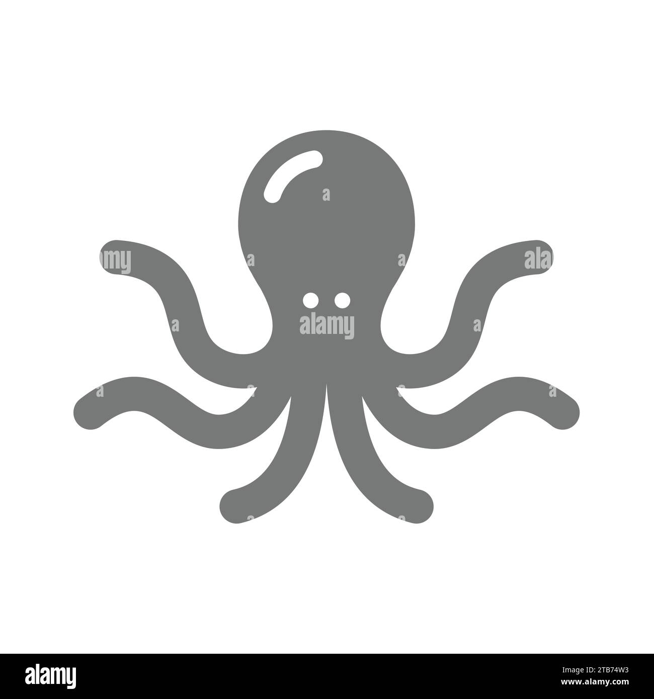 Oktopusvektorsymbol. Einfaches Meereslebewesen und Lebensmittelsymbol. Stock Vektor
