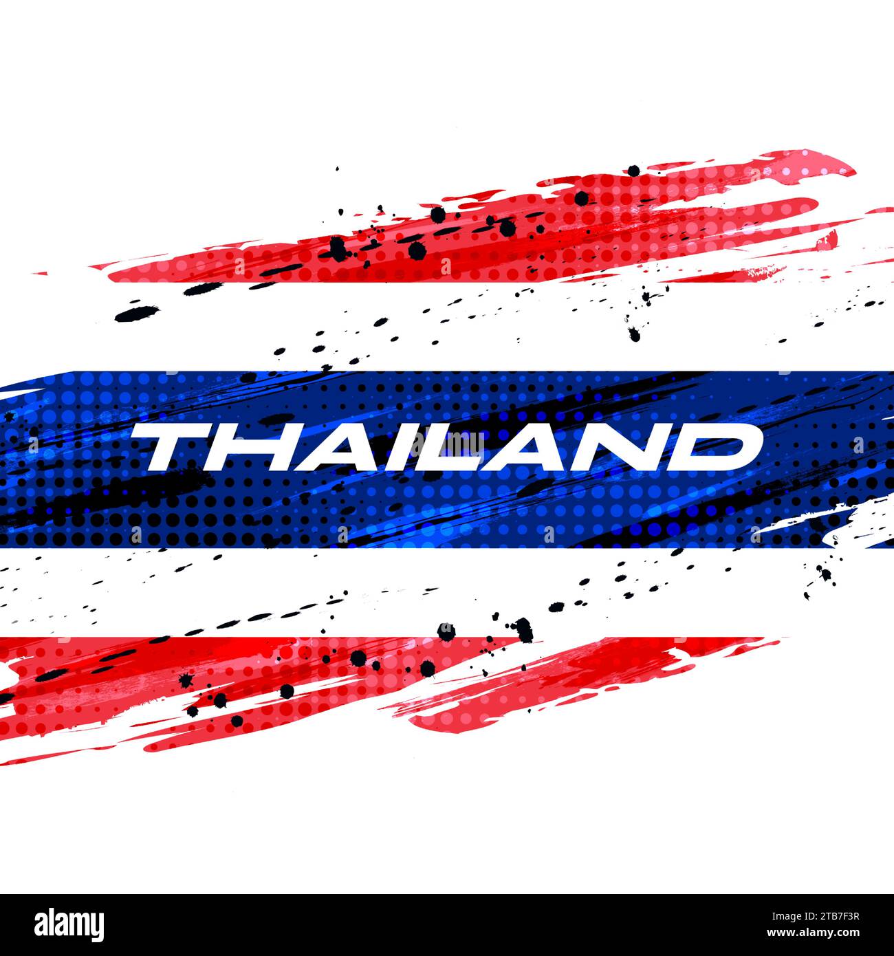 Thailand Flagge mit Pinselfarbe und Rastereffekt. Thailändische Nationalflagge Stock Vektor