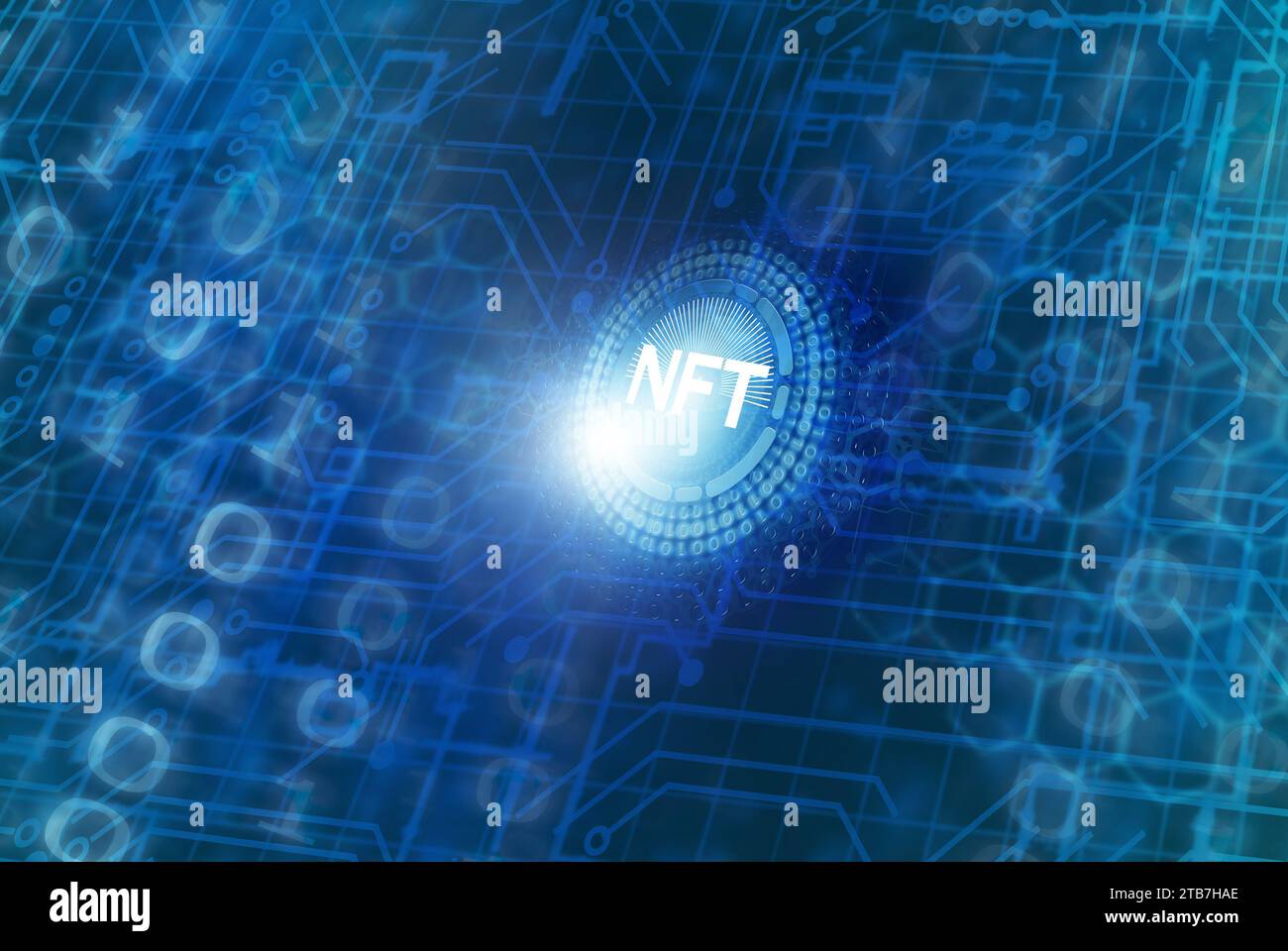 NFT, nicht fungible Tokens Concept Stockfoto