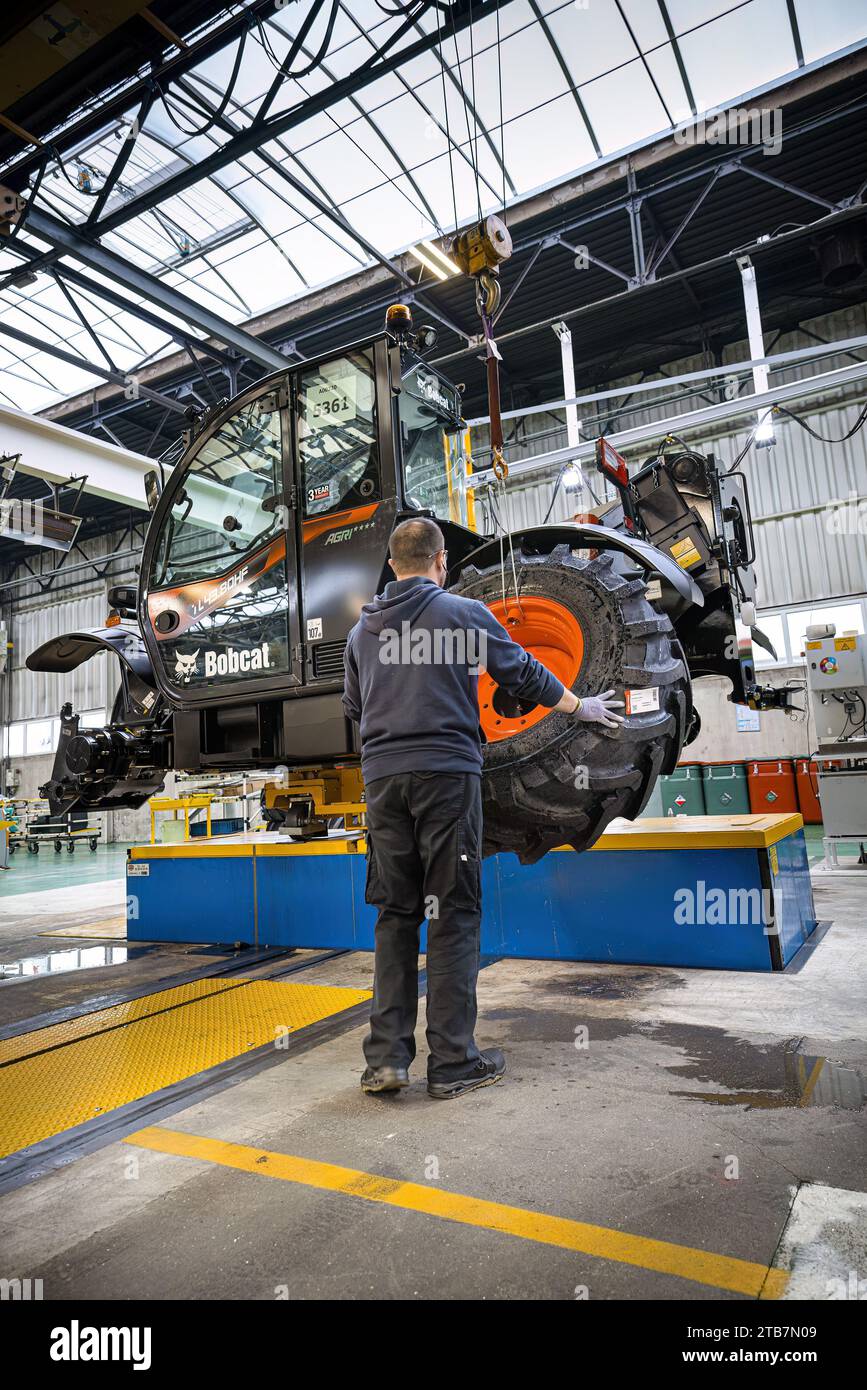 Pontchateau (Nordwestfrankreich): Reportage der Bobcat-Fabrik, einer Tochtergesellschaft der südkoreanischen Doosan-Gruppe, Hersteller von landwirtschaftlichen Betrieben und Betrieben Stockfoto