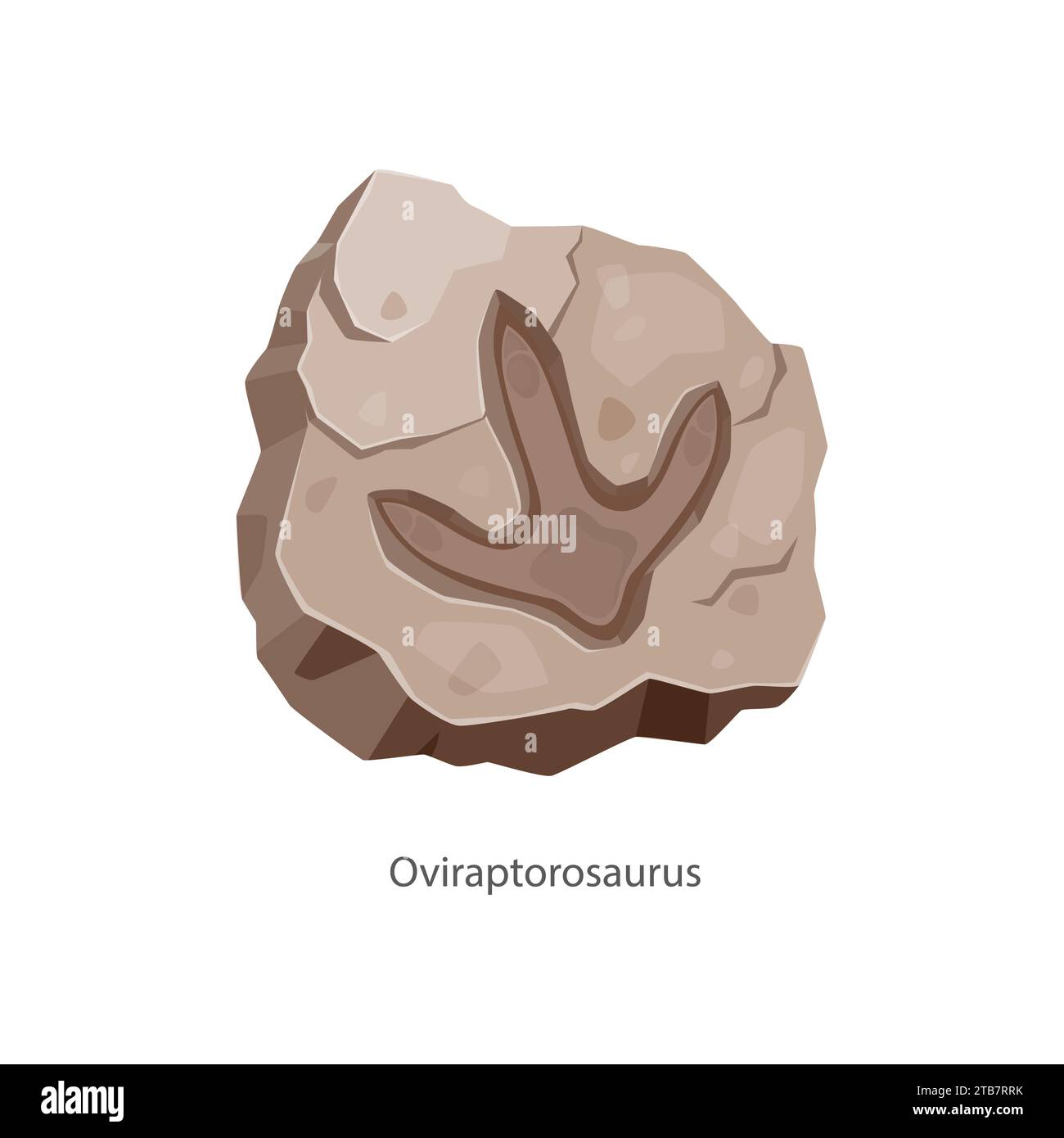 Antike Oviraptorosaurus-Dinosaurier-Fußabdrücke, archäologisches Fossil. Ausgestorbene Reptilienfuß-Archäologie-Steinabdruck, Tierschritt-Evolutionsmuseum aus der Jurassic-Ära, Fossilienweg oder -Pfad, Dino-Vektor-Bodenspur Stock Vektor