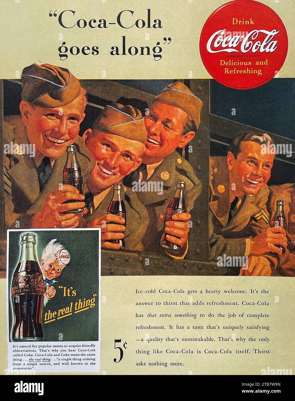 COCA-COLA-Werbung 1942 Stockfoto