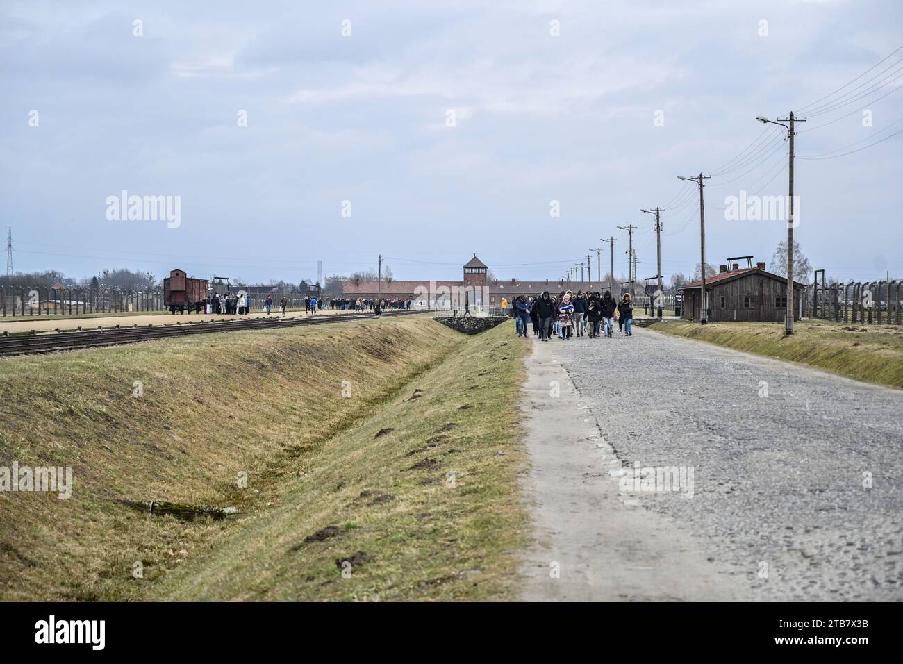 Polen: Auf dem Territorium der Städte Oswiecim und Brzezinka (Birkenau), dem Konzentrationslager Auschwitz-Birkenau Stockfoto