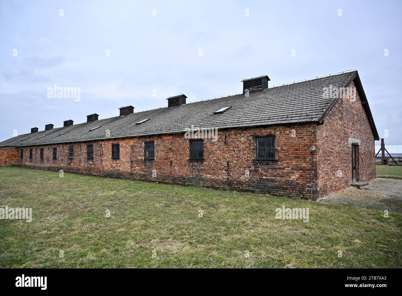 Polen: Auf dem Territorium der Städte Oswiecim und Brzezinka (Birkenau), dem Konzentrationslager Auschwitz-Birkenau Stockfoto