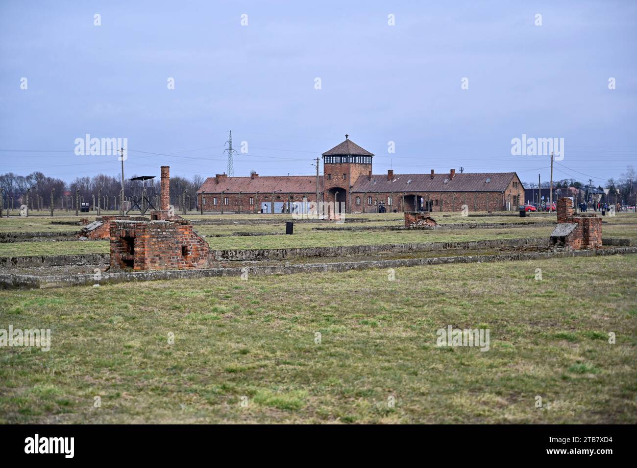 Polen: Auf dem Territorium der Städte Oswiecim und Brzezinka (Birkenau), dem Konzentrationslager Auschwitz-Birkenau Stockfoto
