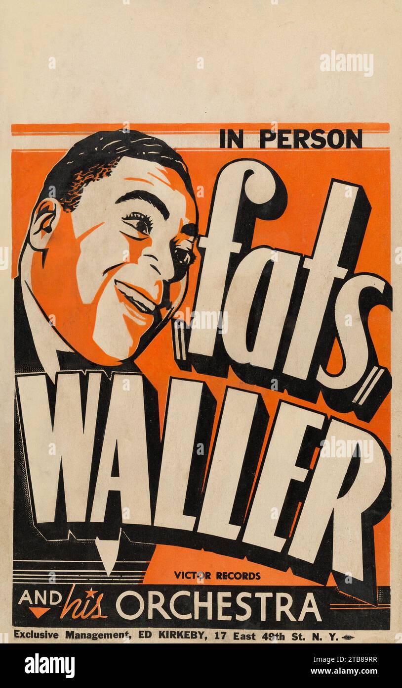 Vintage Jazz Poster - Fats Waller Vintage 1930er Tour blank Concert Poster Stockfoto
