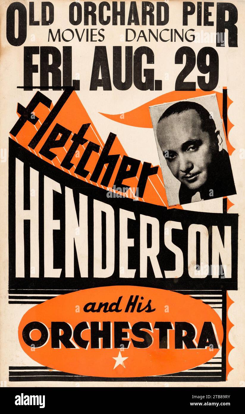 Vintage Jazz Poster - Fletcher Henderson, 1941 Old Orchard Beach, Maine - Jazz Konzert Poster Stockfoto