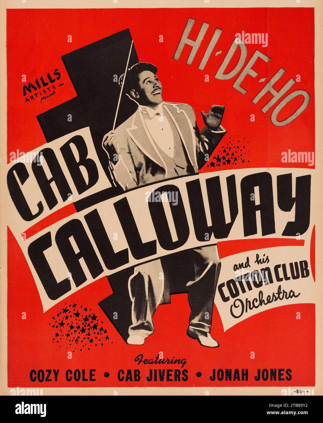 Vintage Jazz Poster - Cab Calloway und sein Cotton Club - Konzertposter (Mills Artists Presents, ca. Ende der 1930er bis Anfang der 1940er Jahre) Stockfoto